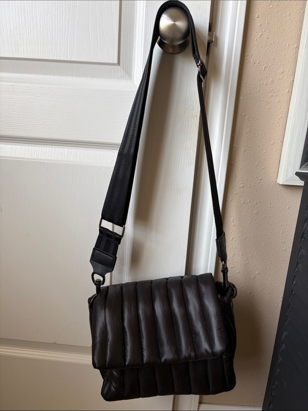 THINK ROYLN Life On The Fly Quilted Crossbody Bag Brown 3 Straps